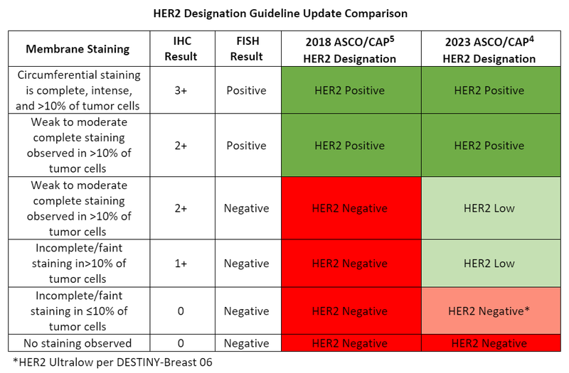 HER2 Designation Guideline Update Comparison