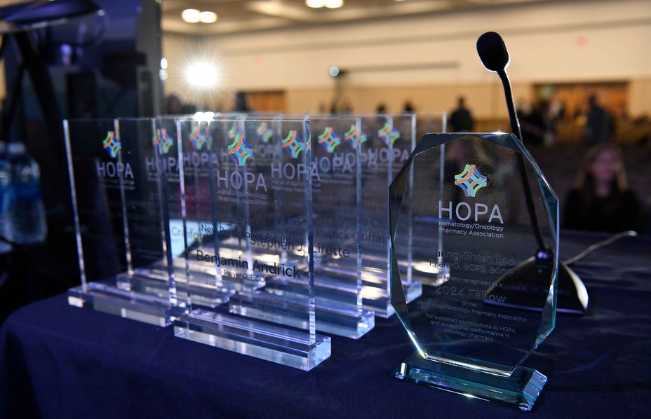 Two awards on a table
